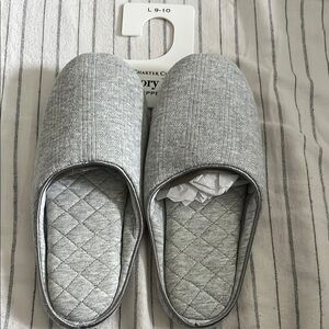 Charter Club Gray Quilted Slippers large 9-10